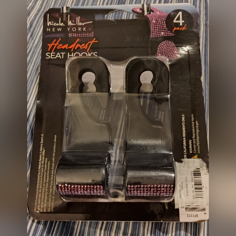 NWT!! NICOLE MILLER Headrest Seat Hooks